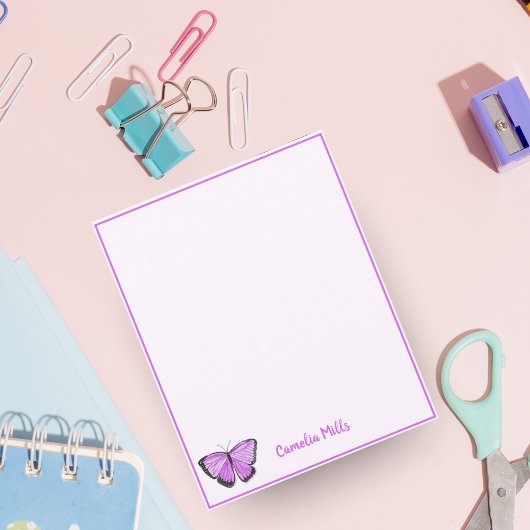 Papier Aquarelle Papillon pourpre Nom personnalisé