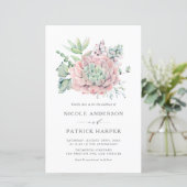 Papier Aquarelle Pastel Succulents Faire-part de mariage (Debout devant)