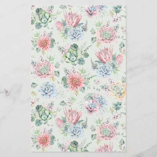 Papier Aquarelle Pastel Succulents Faire-part de mariage (Dos)