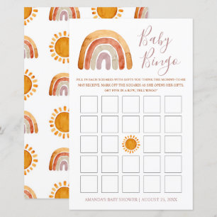 Papier Aquarelle personnalisée Boho Rainbow Baby Bingo