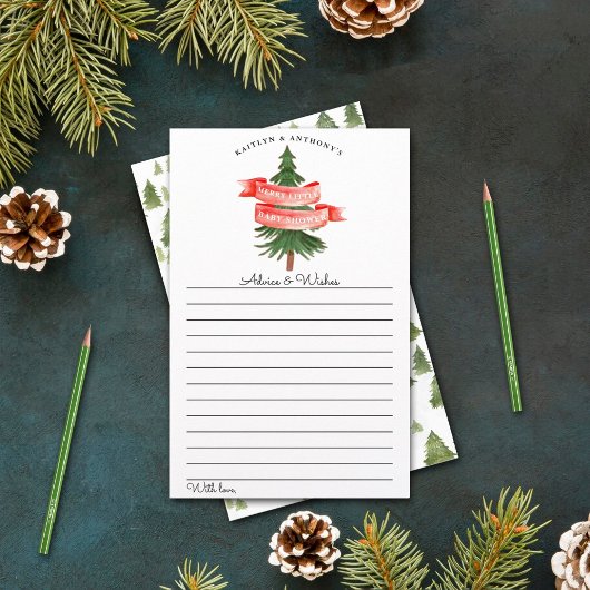 Papier Aquarelle Pine Tree Joyeux Petit Baby shower