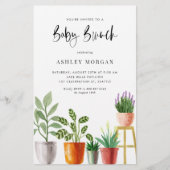 Papier Aquarelle Poted Plantes Baby Brunch Invitation (Devant)