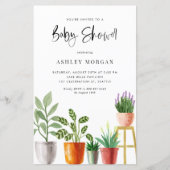 Papier Aquarelle Poted Plantes Baby shower Invitation (Devant)