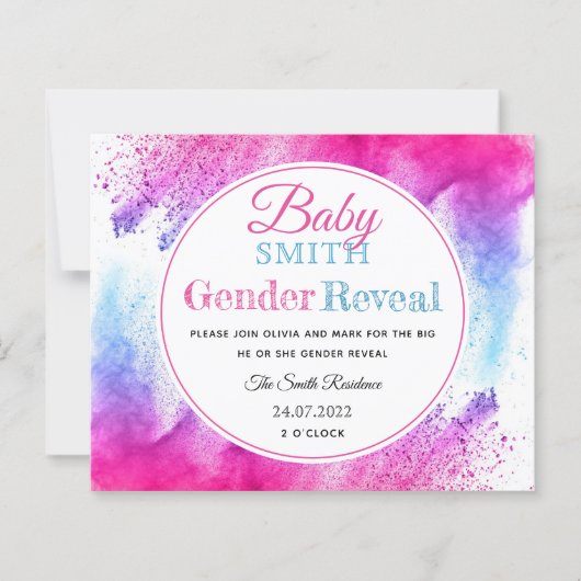 Papier Aquarelle rose Bleu Genre Reveillez Invitation (Devant)