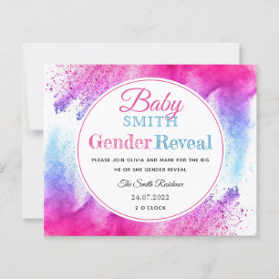 Papier Aquarelle rose Bleu Genre Reveillez Invitation