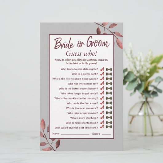 Papier Aquarelle rose Blush Jeu de Fête des mariées Flora (Debout devant)