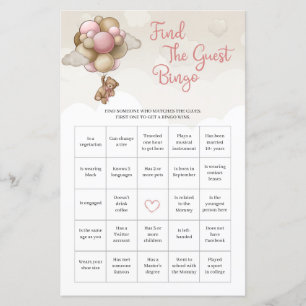 Papier Aquarelle rose brun ivoire Trouver le Bingo invité