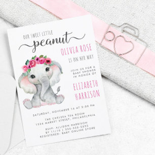 Papier Aquarelle rose Budget Eléphant Bébé Fille Douche