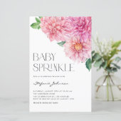 Papier Aquarelle rose Dahlia Baby Sprinkle Invitation (Debout devant)