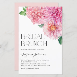 Papier Aquarelle rose Dahlia Bridal Brunch Invitation