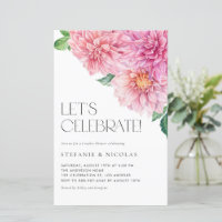 Aquarelle Rose Dahlia Couples Douche Invitation
