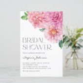 Papier Aquarelle rose Dahlia Invitation de douche nuptial (Debout devant)