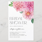 Papier Aquarelle rose Dahlia Invitation de douche nuptial (Devant)
