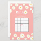 Papier Aquarelle rose et blanc de marguerite Jeu de Bingo (Devant / Derrière)
