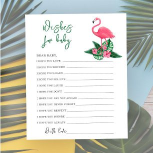 Papier Aquarelle rose flamingo - souhaits pour bébé