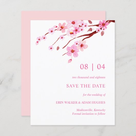 Papier Aquarelle rose Fleur de cerisier Enregistrer la da (Devant / Derrière)