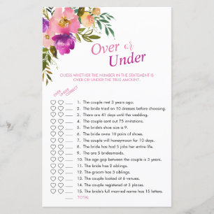 Papier Aquarelle rose Floral Au-Dessus Ou Sous Le Jeu De