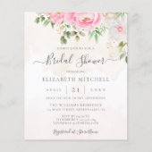 Papier Aquarelle rose Floral Douche nuptiale Invitation (Devant)