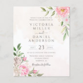 Papier Aquarelle rose Floral Élégant Mariage Invitation (Devant)