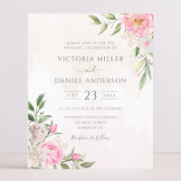 Aquarelle rose Floral Élégant Mariage Invitation