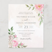 Papier Aquarelle rose Floral Élégant Mariage Invitation (Devant)