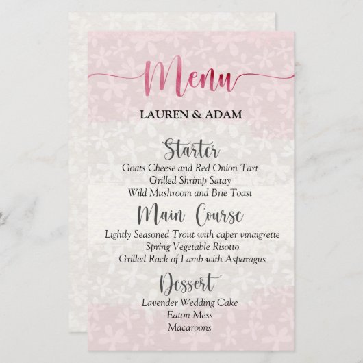 Papier Aquarelle rose florale (Devant / Derrière)