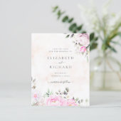 Papier Aquarelle rose Mariage Floral Enregistrer La Date (Debout devant)