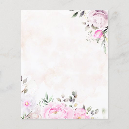 Papier Aquarelle rose Mariage Floral Enregistrer La Date (Dos)