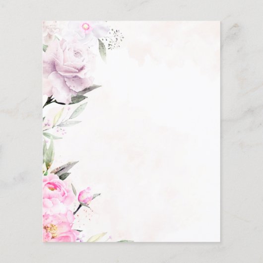 Papier Aquarelle rose Mariage Floral Enregistrer La Date (Dos)
