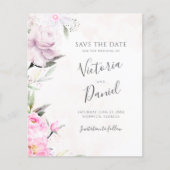 Papier Aquarelle rose Mariage Floral Enregistrer La Date (Devant)