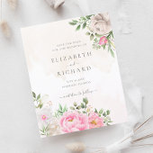 Papier Aquarelle rose Mariage Floral Enregistrer La Date