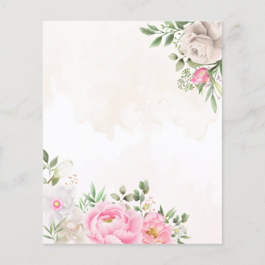 Papier Aquarelle rose Mariage Floral Enregistrer La Date (Dos)