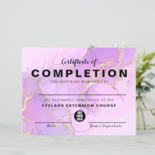 Papier Aquarelle rose or Certificat d'achèvement