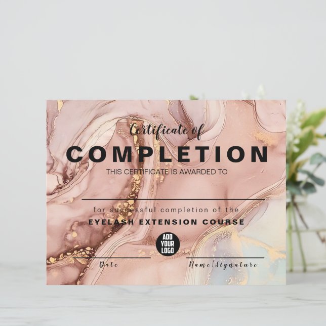 Papier Aquarelle rose or Certificat d'achèvement (Debout devant)