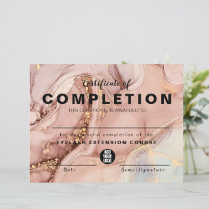 Papier Aquarelle rose or Certificat d'achèvement