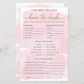 Papier Aquarelle rose Or Connaissez Le Jeu De Mariée (Devant / Derrière)