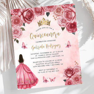 Papier Aquarelle rose or rose Quinceañera