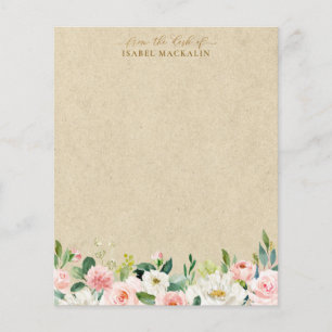 Papier Aquarelle rose pâle Floral & Kraft Personnalisé