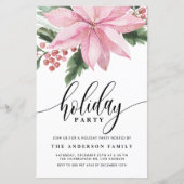 Papier Aquarelle rose Poinsettia Invitation de vacances (Devant)