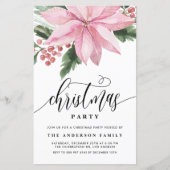 Papier Aquarelle rose Poinsettia Noël Invitation (Devant)