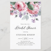 Papier Aquarelle rose Rose Fête des mariées Invitation (Devant)