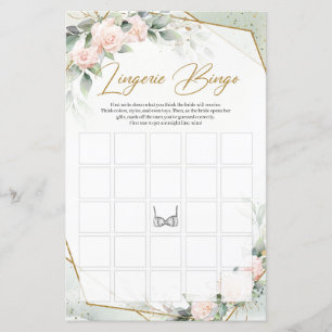 Papier Aquarelle rose roses verdure or Lingerie Bingo