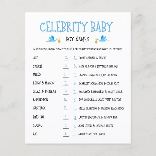 Papier Aquarelle Sexe Révéler la célébrité Noms des bébés (Dos)