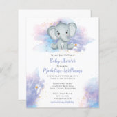 Papier Aquarelle Splash Elephant Baby shower Invitation (Devant / Derrière)