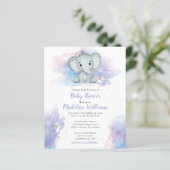 Papier Aquarelle Splash Elephant Baby shower Invitation (Debout devant)