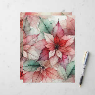Papier Aquarelle Style Alcool Encre Poinsettia Scrapbook