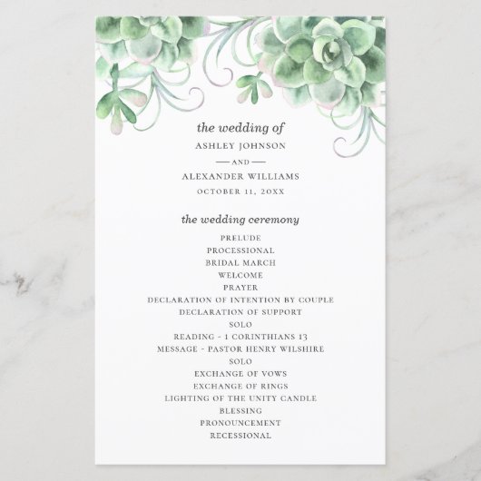 Papier Aquarelle succulente. Mariage de cactus verdoyant (Devant)