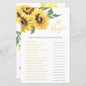 Papier Aquarelle tournesol Mingle ! Jeu (Devant / Derrière)