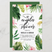 Papier Aquarelle Tropical Frame Couples Invitation de dou (Devant / Derrière)