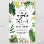 Papier Aquarelle Tropical Frame Couples Invitation de dou (Devant)